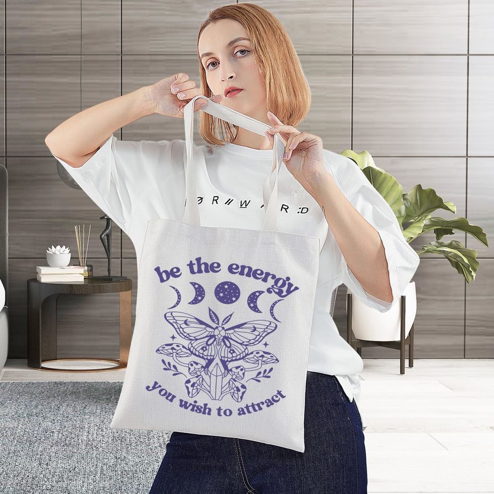 Law Of Attraction Tote Bag Positive Affirmation Gifts Be The Energy You Wish :o - Picture 3 of 7